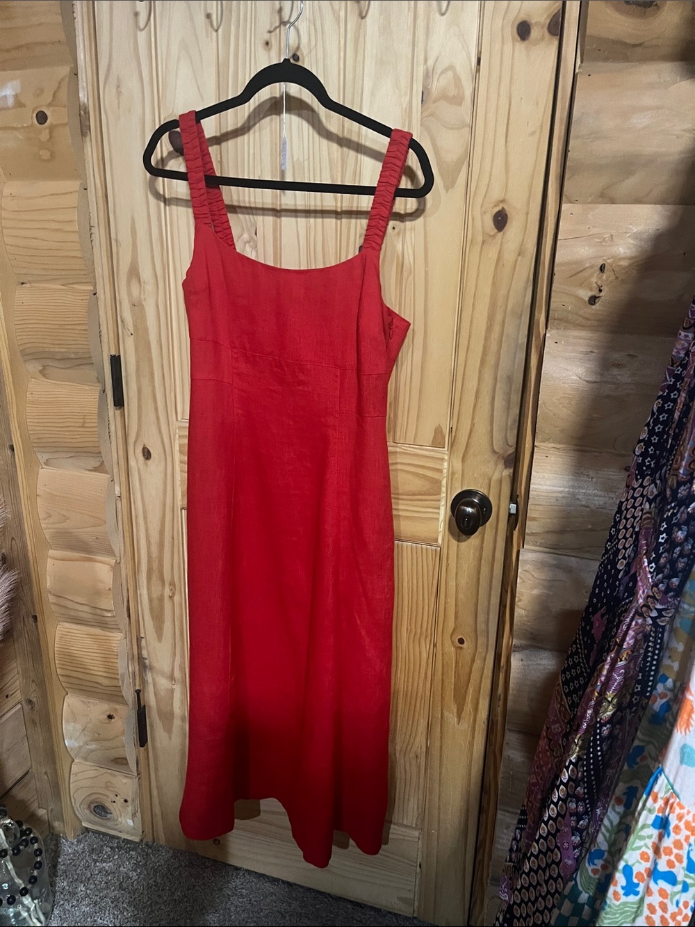 Banana Republic square-neck Red linen Midi Dress - Picture 5 of 5